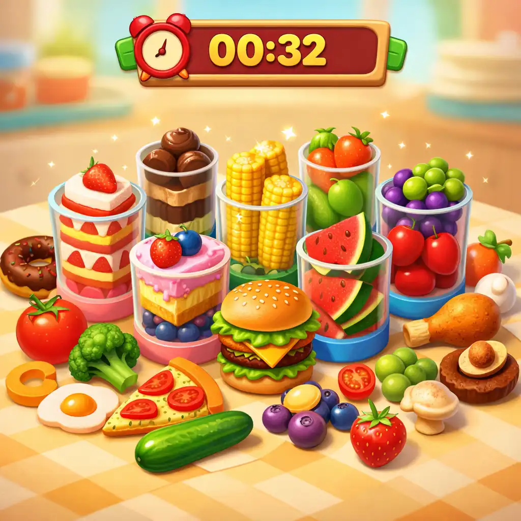 Ukázka časové výzvy ve Feast Sort Master
